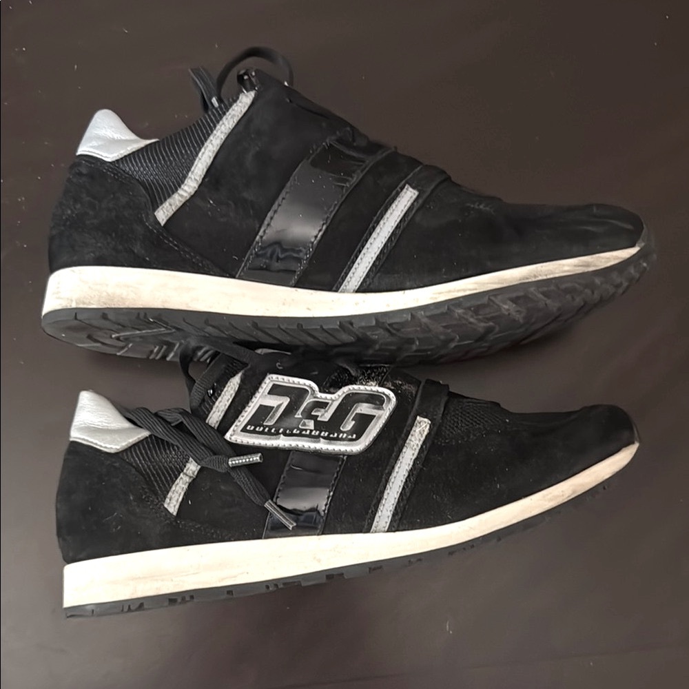 Dolce & Gabbana Black and Silver Sneakers Sleek Design
